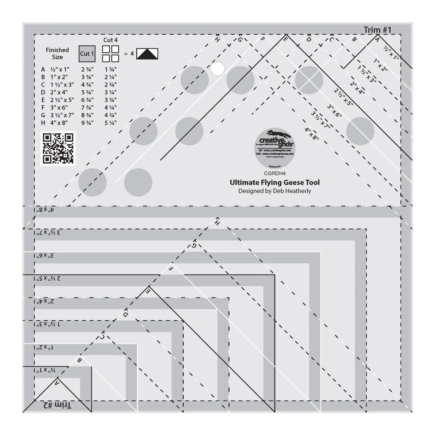 Creative Grids Quilt Ruler Ultimate Flying Geese Tool