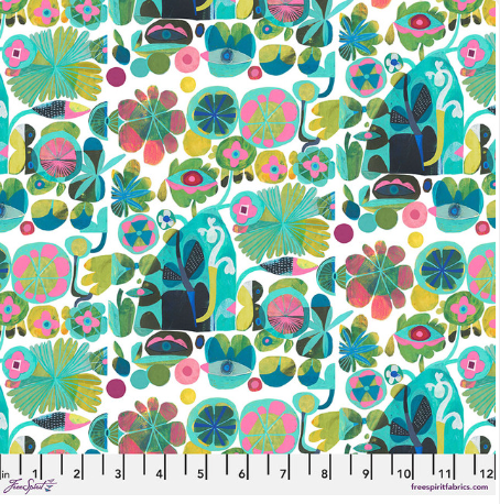 Free Spirit Colori Lemon - Blue - Black Rabbit Fabric Inc.