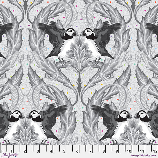 PRE-ORDER Tula Pink Graywork Huffin & Puffin - Whisper