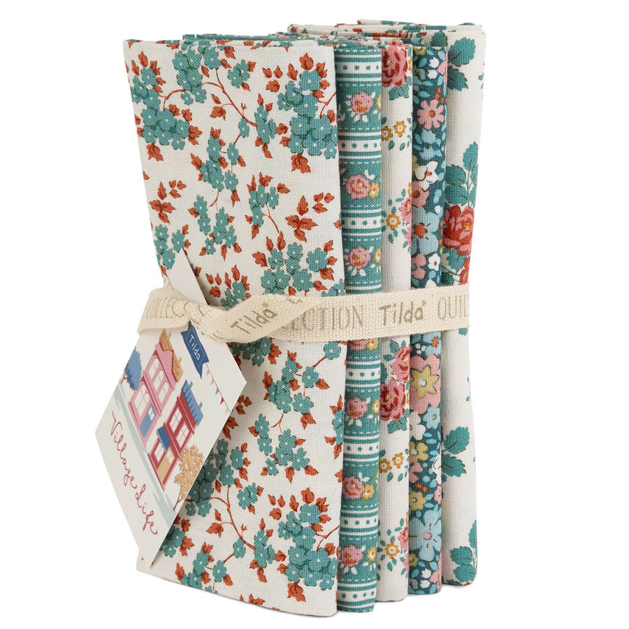 ***PRE-ORDER*** Tilda Village Life FQ Petrol Teal Bundle 5 Prints