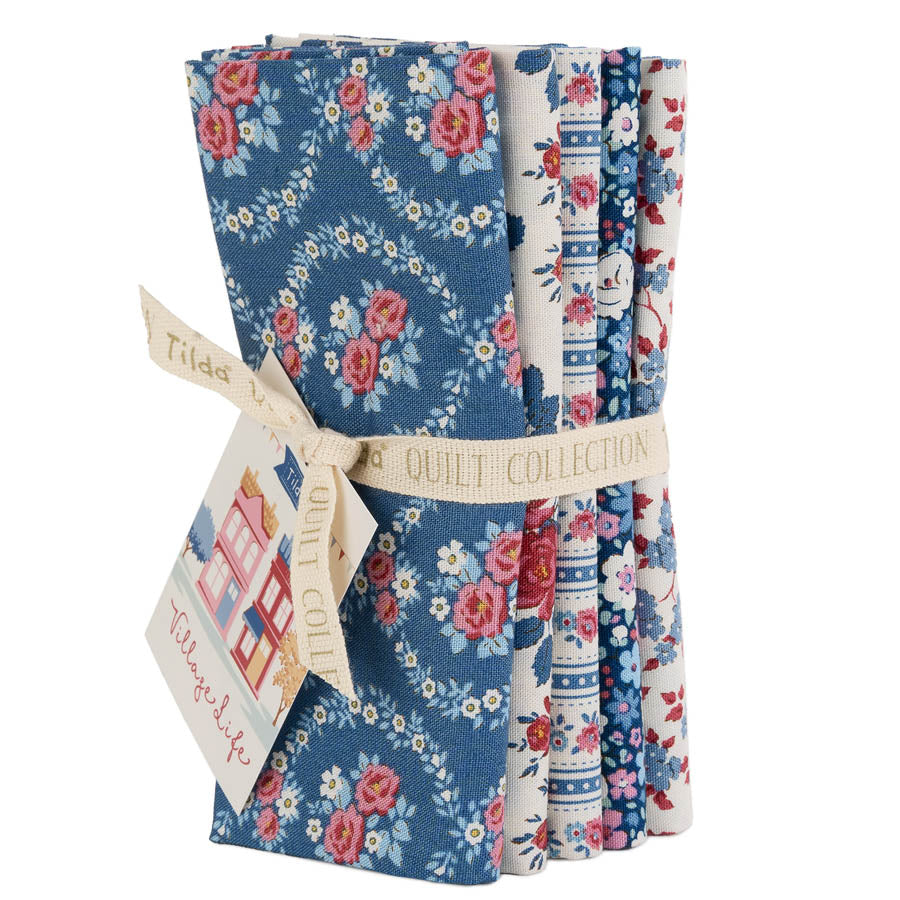 ***PRE-ORDER*** Tilda Village Life FQ Blue Bundle 5 Prints