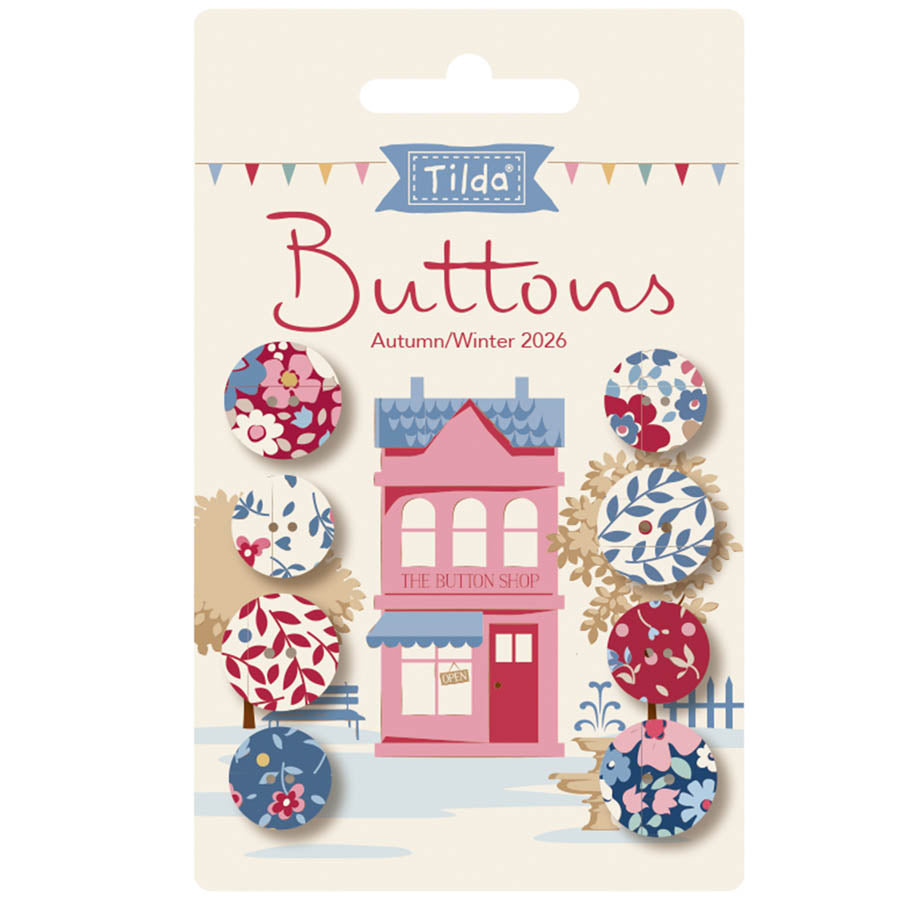 ***PRE-ORDER*** Tilda Village Life Buttons Winter 8 PCS 14mm