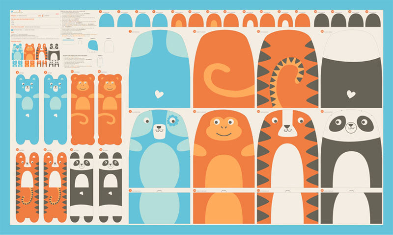 Moda Animal Park Fun 36" x 60" Panel - Black Rabbit Fabric Inc.