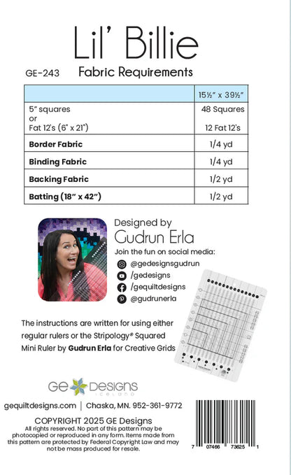 Paper Quilt Pattern - Lil' Inga - Black Rabbit Fabric Inc.