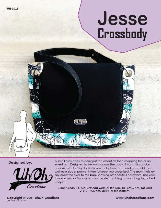 UhOh Creations - Jesse Crossbody Paper Pattern - Black Rabbit Fabric Inc.