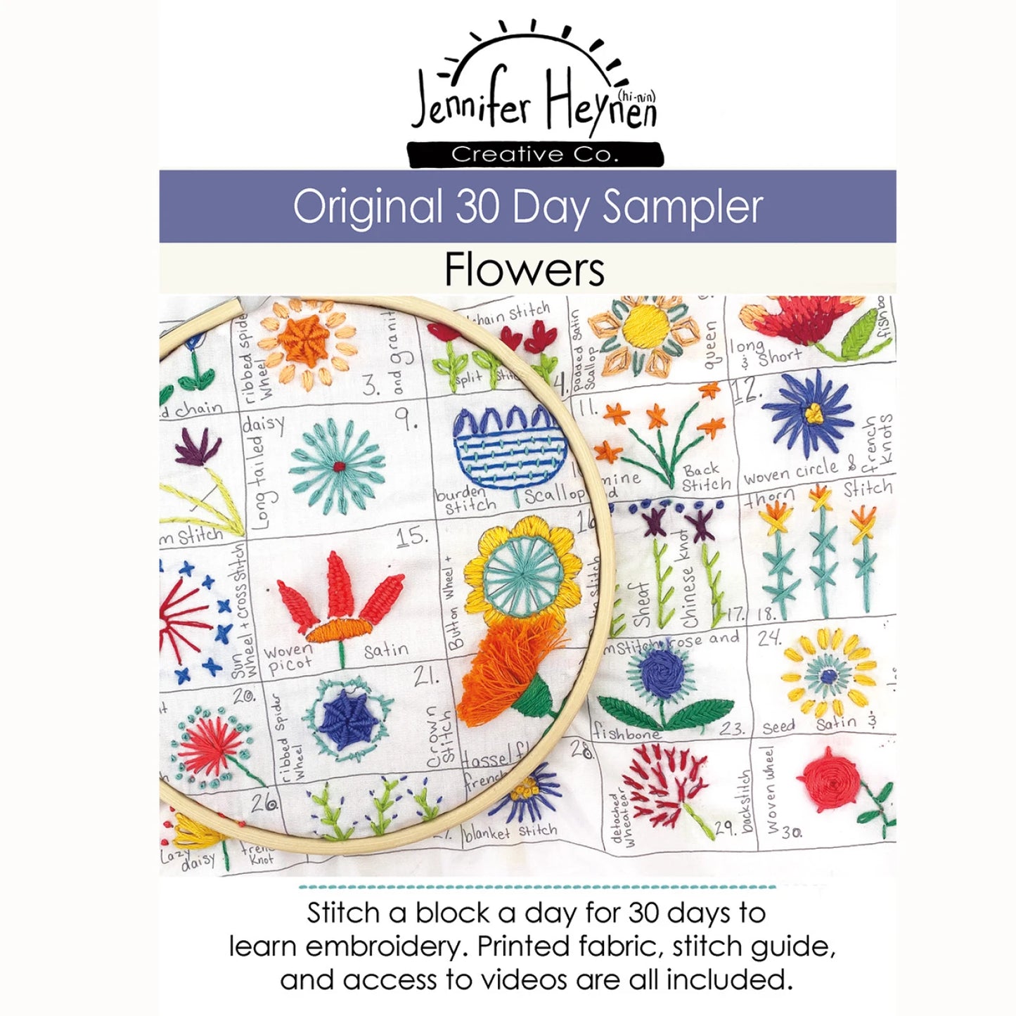 30 Day Sampler Flowers - Original - Black Rabbit Fabric Inc.