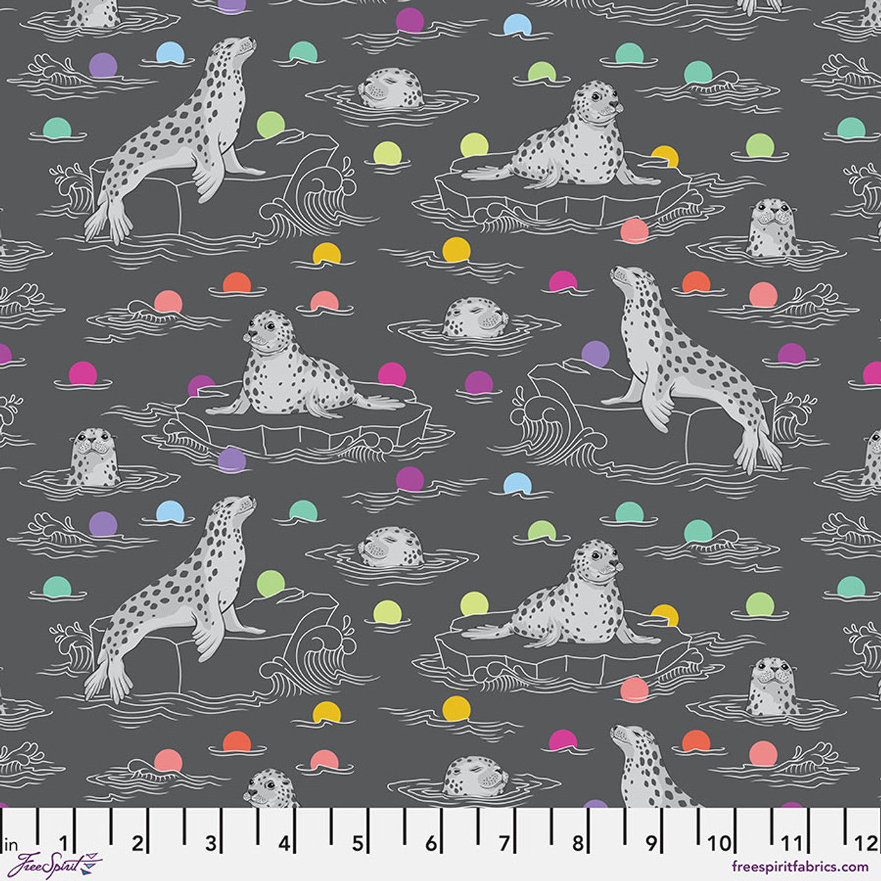 Tula Pink Graywork Seal the Deal - Carbon