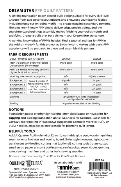 Paper Quilt Pattern - Dream Star Quilt (FFP)