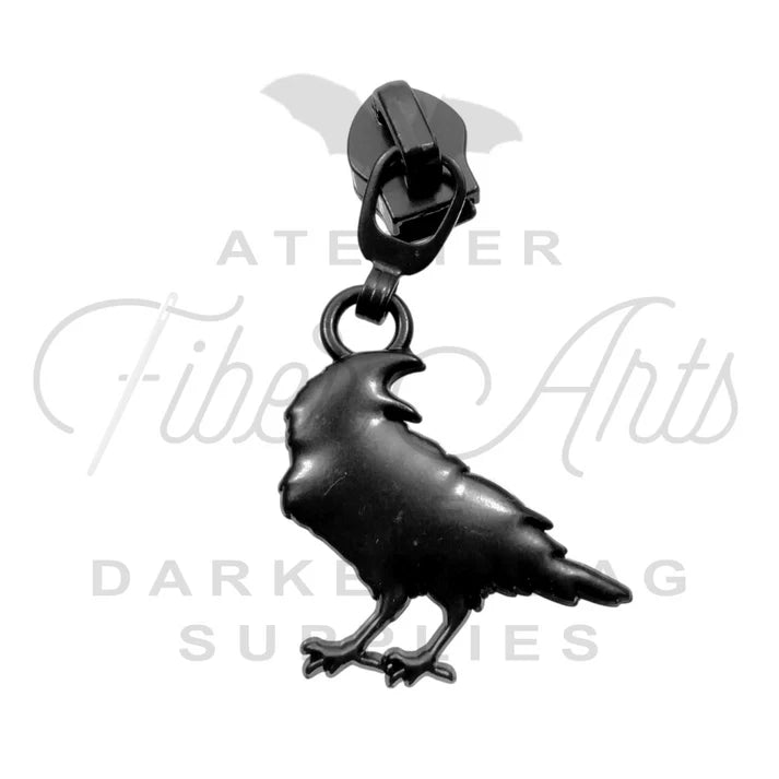 Atelier #5 Screeching Crow Zipper Pulls in Matte Black