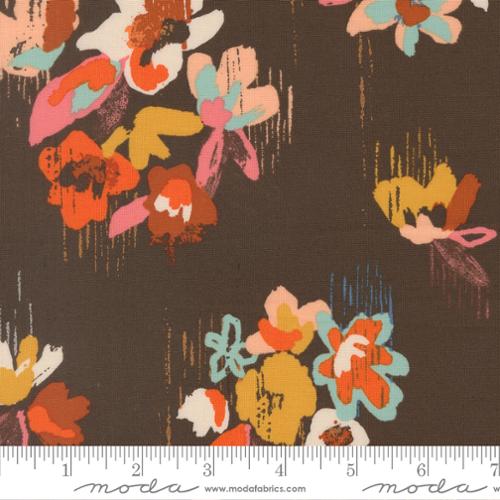 Moda Boho Haven Brush Stroke Floral - Walnut - Black Rabbit Fabric Inc.