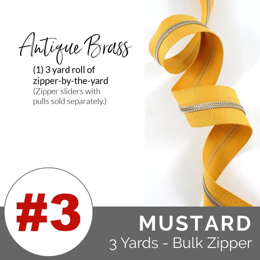 Emmaline Zippers-by-the-Yard - *SIZE#3* Mustard (DOES NOT INCLUDE SLIDERS/PULLS)