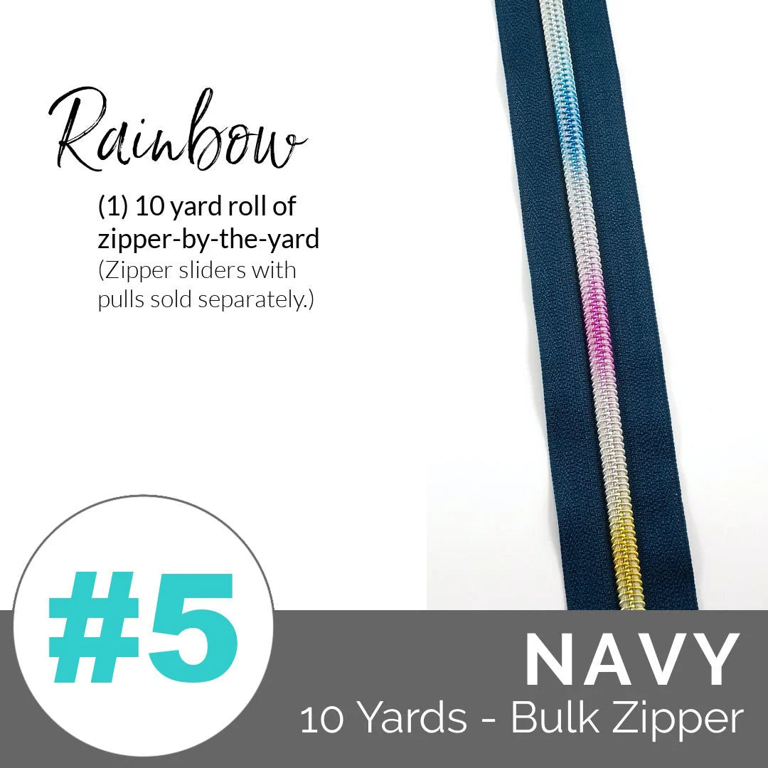 Emmaline Zippers-by-the-Yard - *SIZE#5* Navy (DOES NOT INCLUDE SLIDERS/PULLS) - Black Rabbit Fabric Inc.
