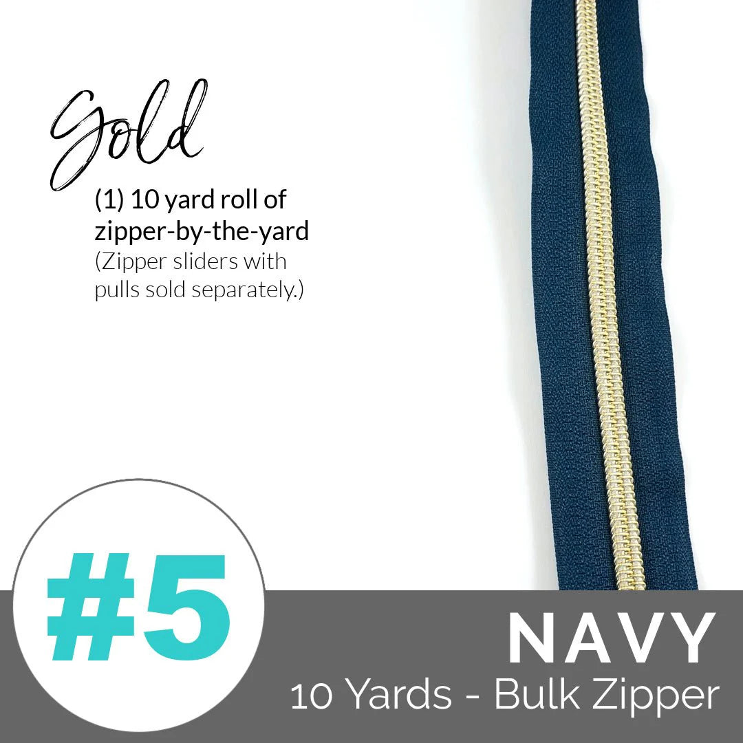 Emmaline Zippers-by-the-Yard - *SIZE#5* Navy (DOES NOT INCLUDE SLIDERS/PULLS) - Black Rabbit Fabric Inc.