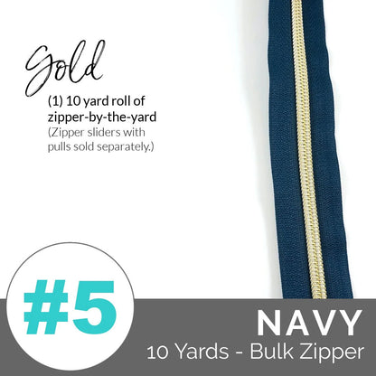 Emmaline Zippers-by-the-Yard - *SIZE#5* Navy (DOES NOT INCLUDE SLIDERS/PULLS) - Black Rabbit Fabric Inc.
