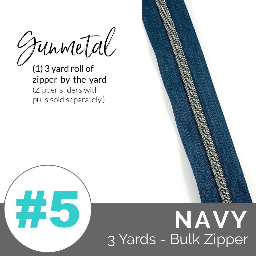 Emmaline Zippers-by-the-Yard - *SIZE#5* Navy (DOES NOT INCLUDE SLIDERS/PULLS) - Black Rabbit Fabric Inc.