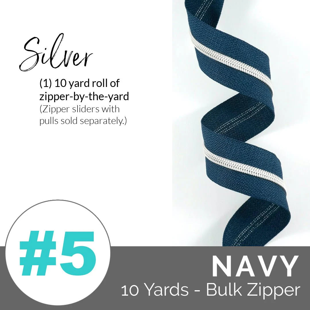 Emmaline Zippers-by-the-Yard - *SIZE#5* Navy (DOES NOT INCLUDE SLIDERS/PULLS) - Black Rabbit Fabric Inc.