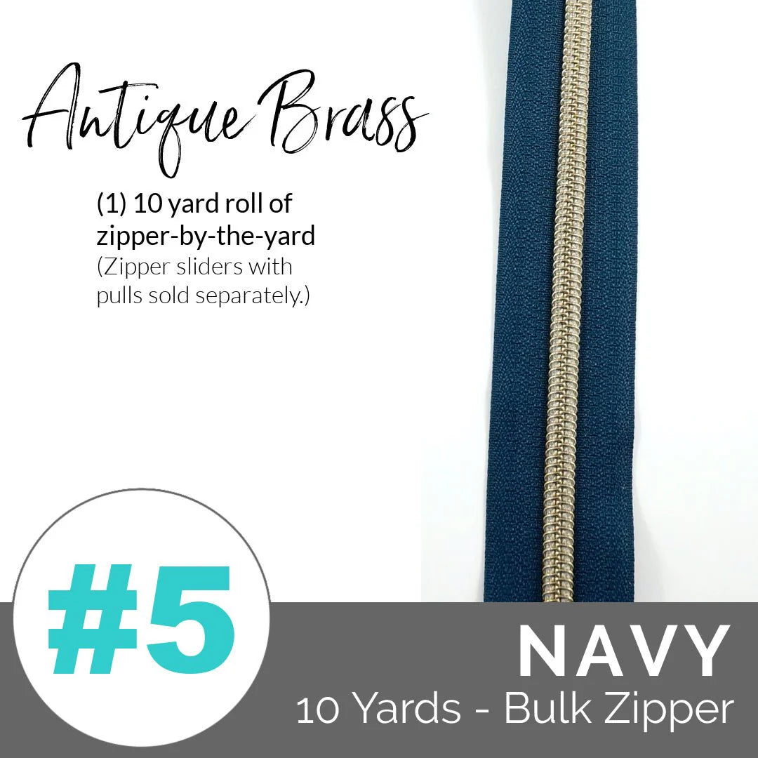 Emmaline Zippers-by-the-Yard - *SIZE#5* Navy (DOES NOT INCLUDE SLIDERS/PULLS) - Black Rabbit Fabric Inc.