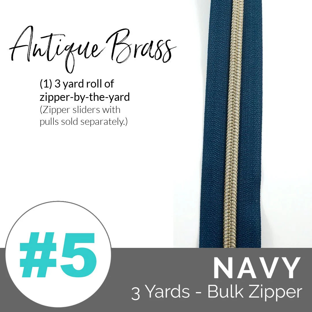 Emmaline Zippers-by-the-Yard - *SIZE#5* Navy (DOES NOT INCLUDE SLIDERS/PULLS) - Black Rabbit Fabric Inc.