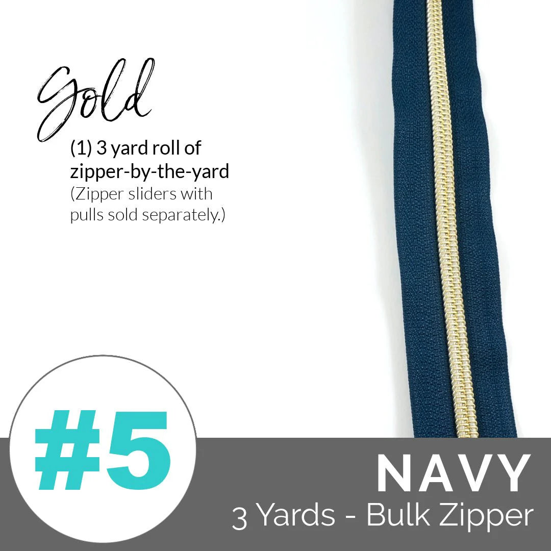 Emmaline Zippers-by-the-Yard - *SIZE#5* Navy (DOES NOT INCLUDE SLIDERS/PULLS) - Black Rabbit Fabric Inc.