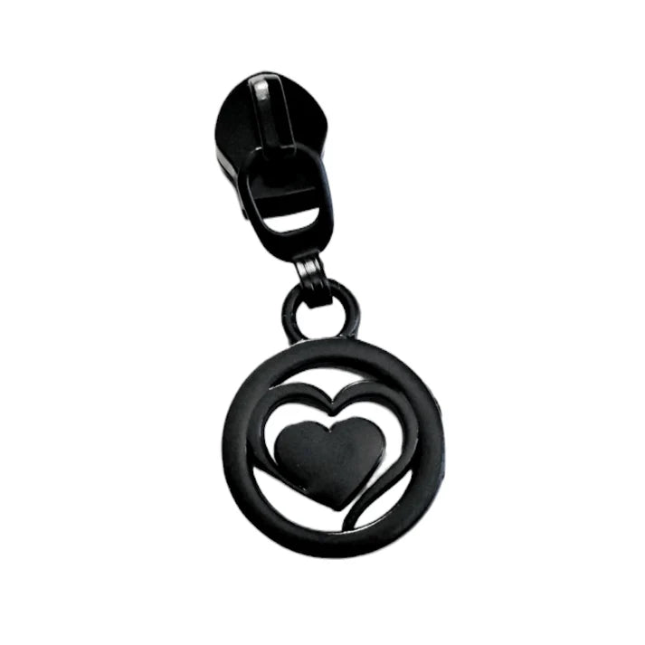 Atelier #5 Heart Within a Heart Zipper Pulls in Matte Black