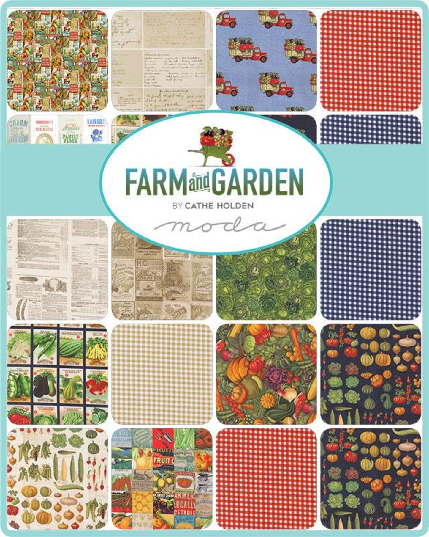 Mini Charms - Moda Farm and Garden 2.5" 42pcs - Black Rabbit Fabric Inc.