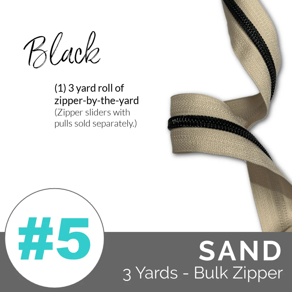 Emmaline Zippers-by-the-Yard - *SIZE#5* Sand (DOES NOT INCLUDE SLIDERS/PULLS)