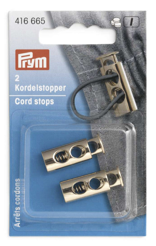 Prym 2-Hole Cord Stops in New Gold x 2pc.