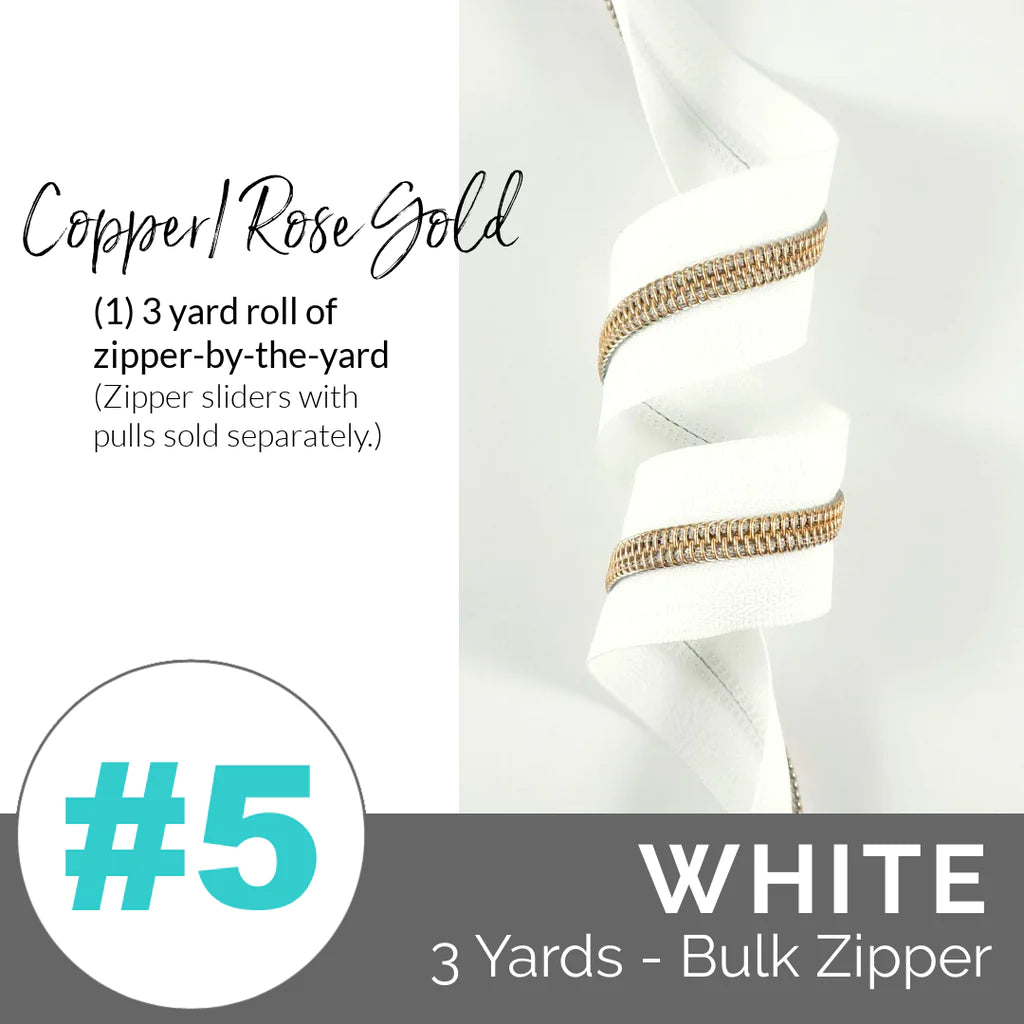 Emmaline Zippers-by-the-Yard - *SIZE#5* White (DOES NOT INCLUDE SLIDERS/PULLS)