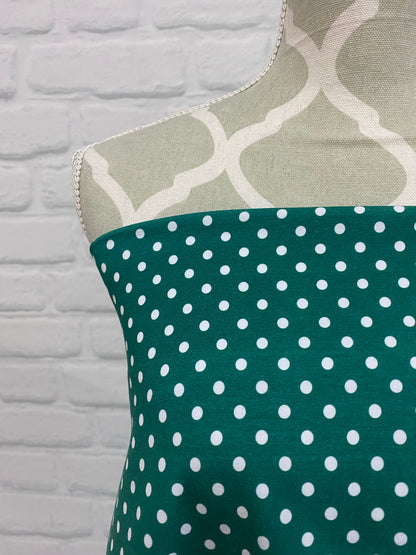 Green Dots Cotton Jersey PRECUT HALF METER