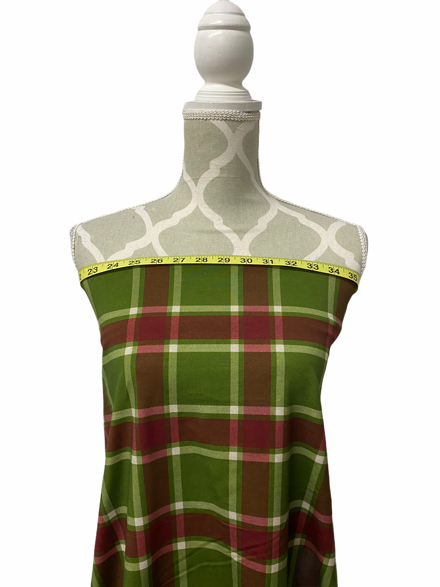 Large Green Plaid Cotton Jersey